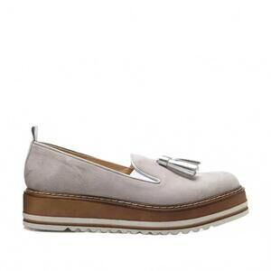 NEW MICHELE LOPRIORE women's cassidy platform loafer in grey